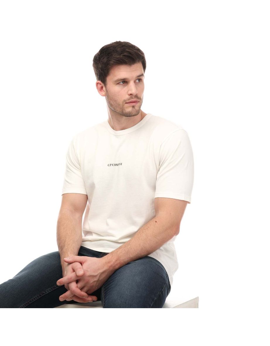 Men's CP Company 24/1 Jersey Resist Dyed Logo T-Shirt in White - 3