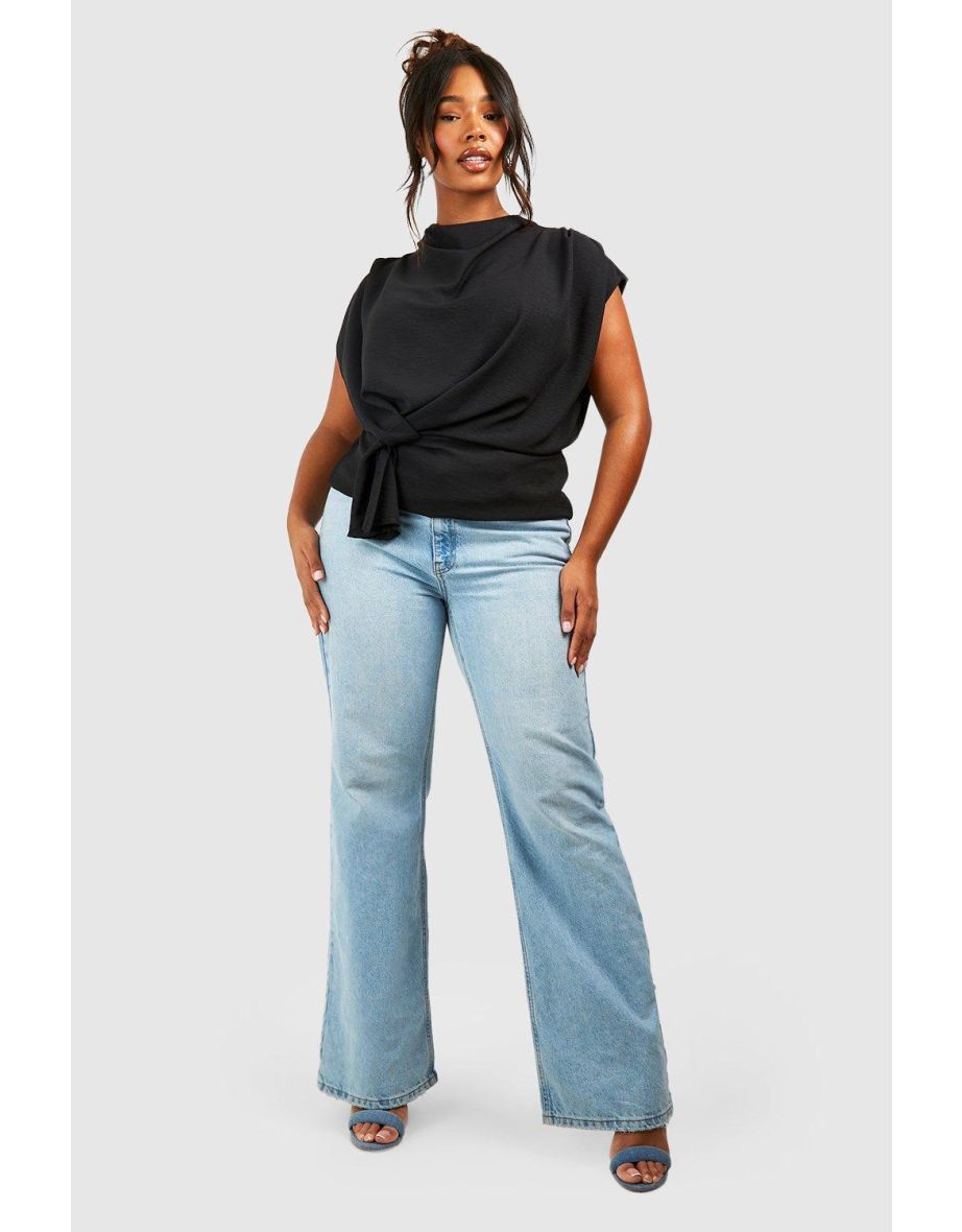 Plus Knot Cowl Neck Blouse