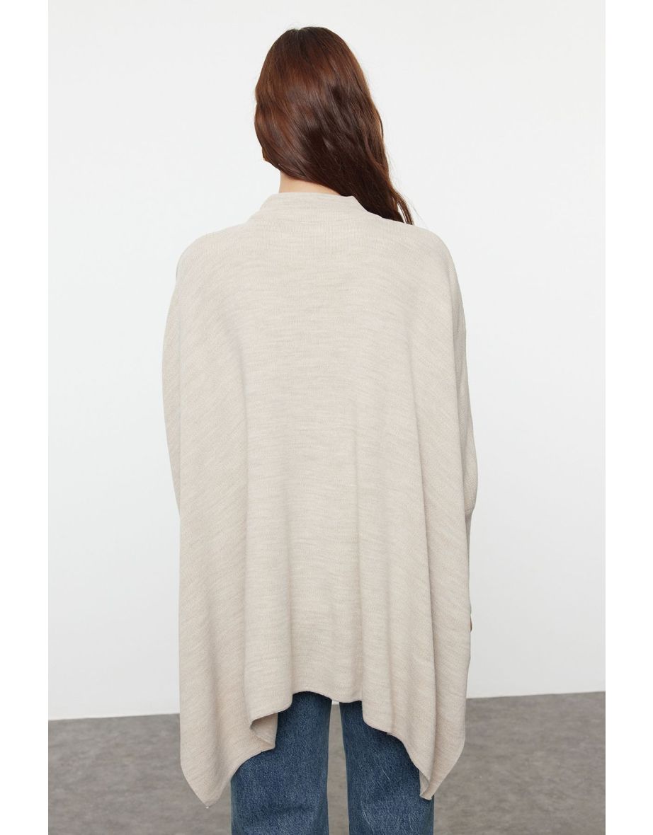 Stone Wide Pattern Stand Collar Knitwear Sweater - 5
