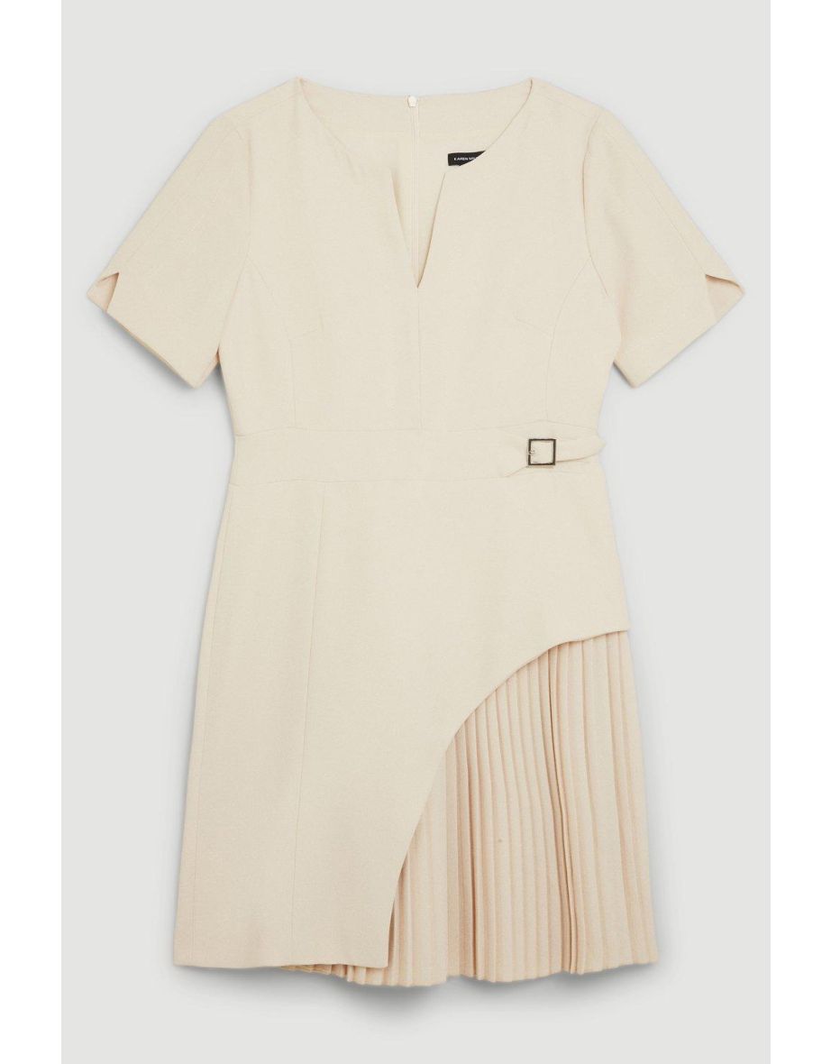Tailored Military Pleat Short Sleeve Mini Dress - 4
