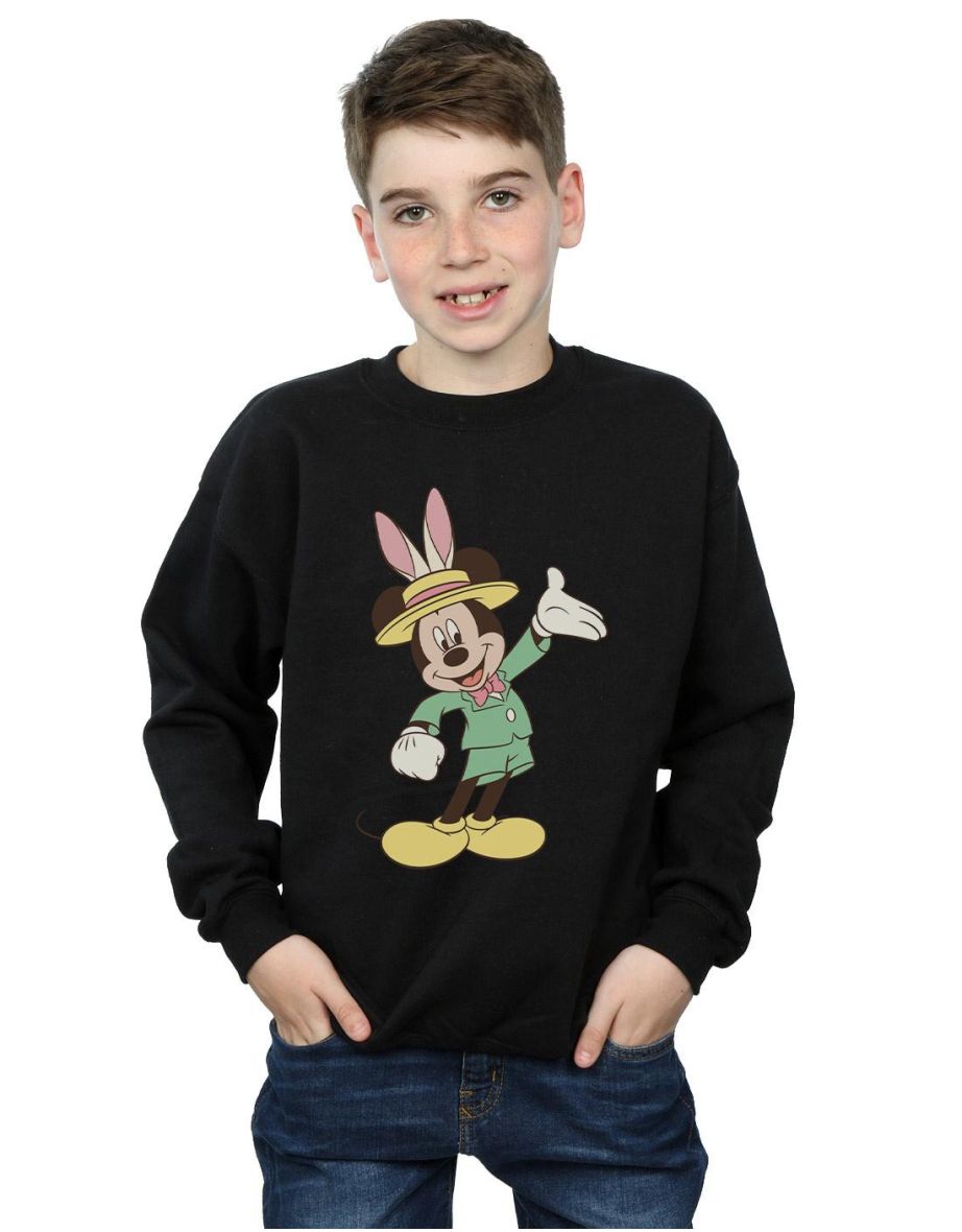 Disney Boys Mickey Mouse Easter Bunny Sweatshirt - Black