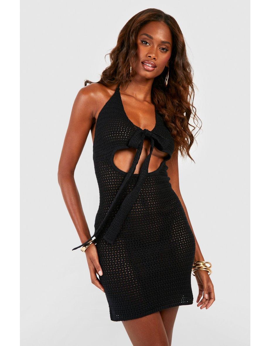 Boohoo black deals crochet dress