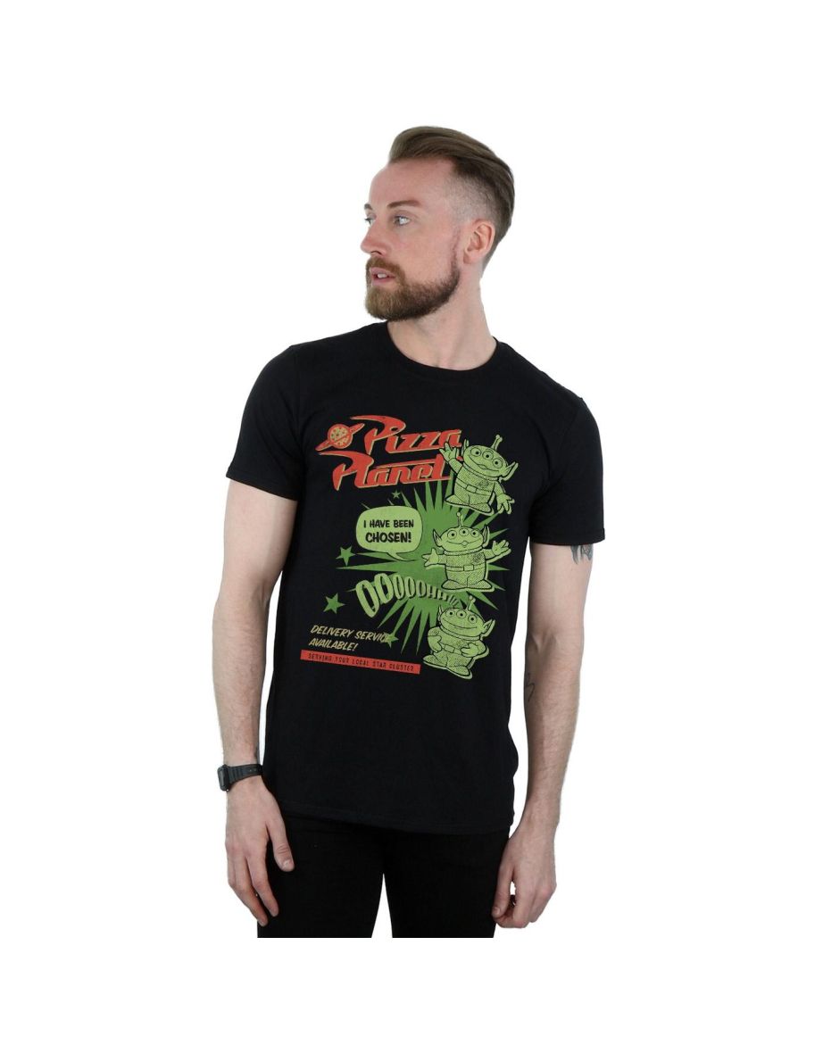 Disney Mens Toy Story 4 Pizza Planet Little Green Men T-Shirt - Black