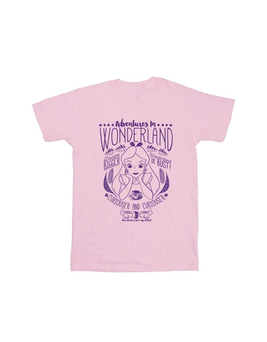 Alice In Wonderland Girls Adventures Cotton T-Shirt - Baby Pink - 1
