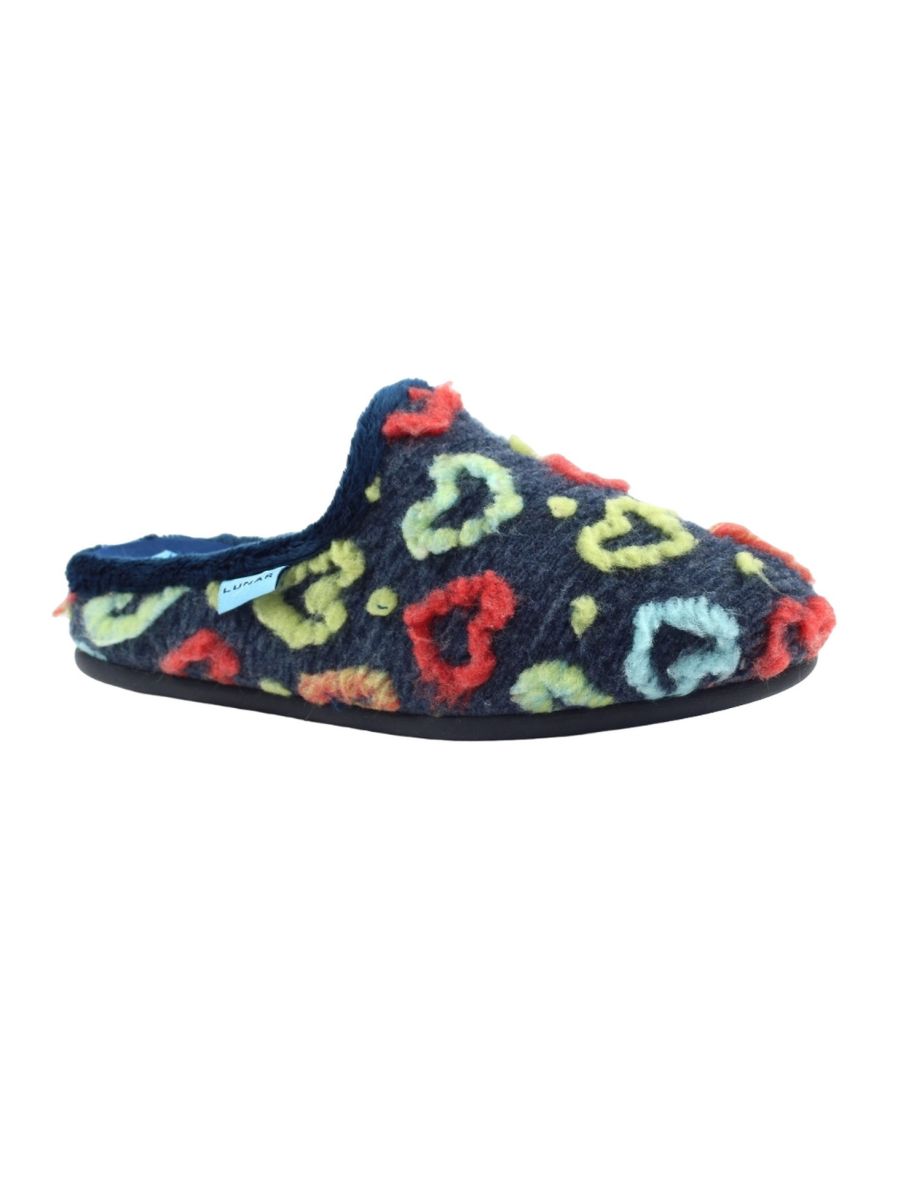 Lunar Womens/Ladies Valentine Mule Slippers - Navy