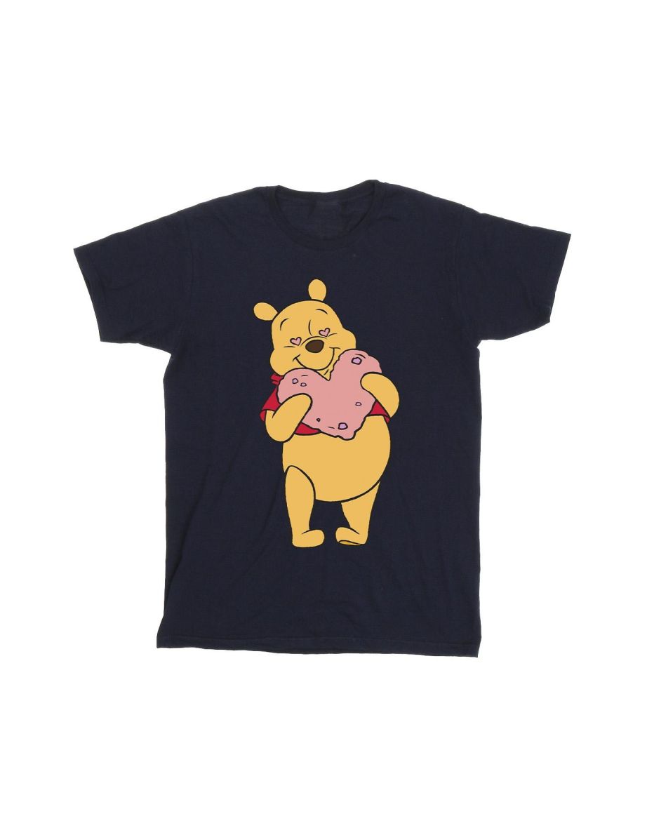 Disney Girls Winnie The Pooh Heart Eyes Cotton T-Shirt - Navy Blue - 1