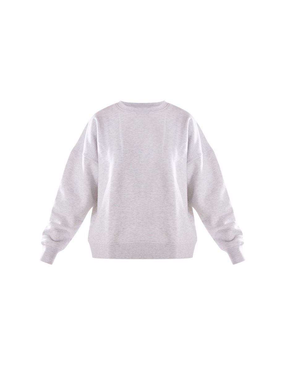 PLT Label Ash Grey Plain Oversized Sweatshirt - 4