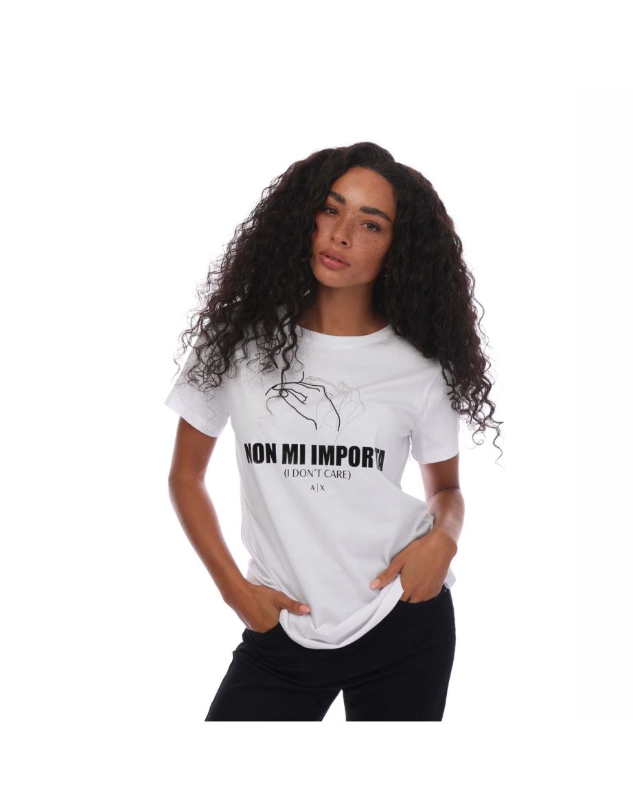 Shop Women s Armani Exchange Regular Fit Graphic T Shirt in White Online in Bahrain VogaCloset