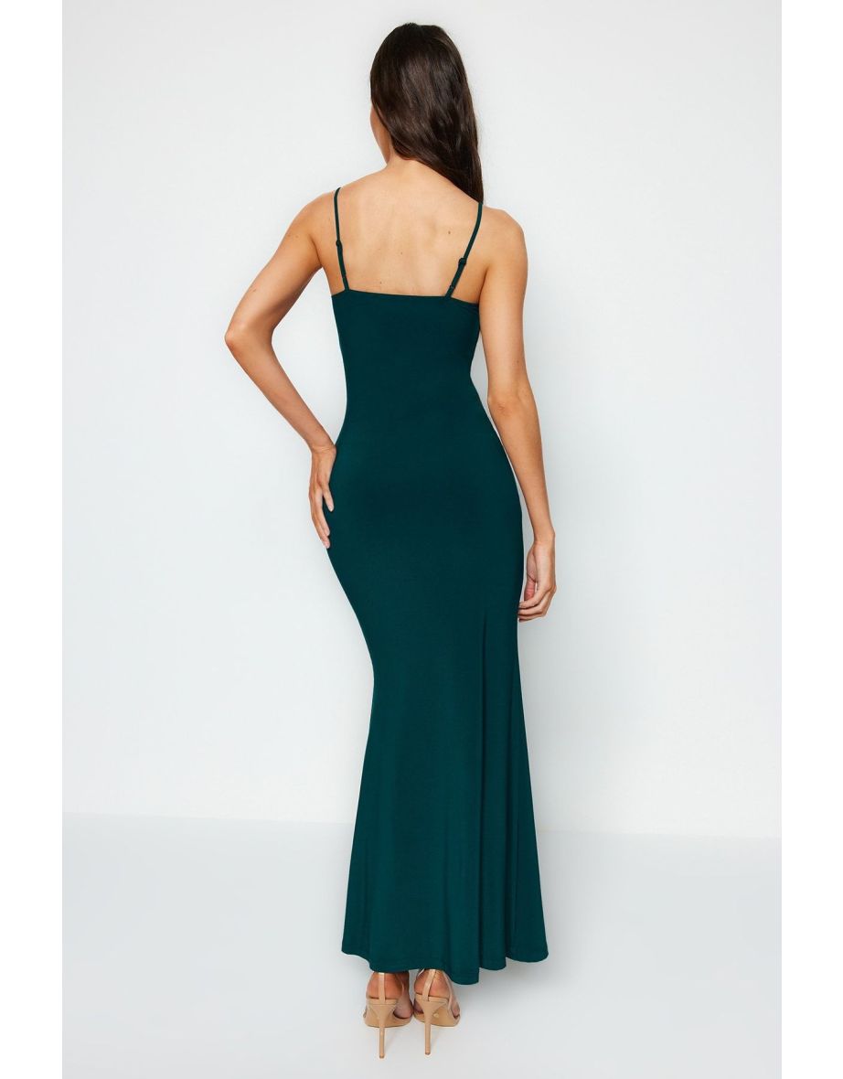 Green Column Maxi Party Dress - 6