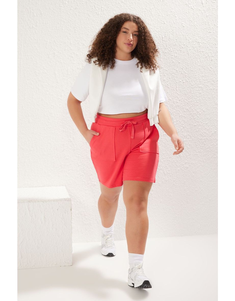 Pomegranate Flower Pocket 2 Yarn Knitting Plus Size Shorts &Bermuda