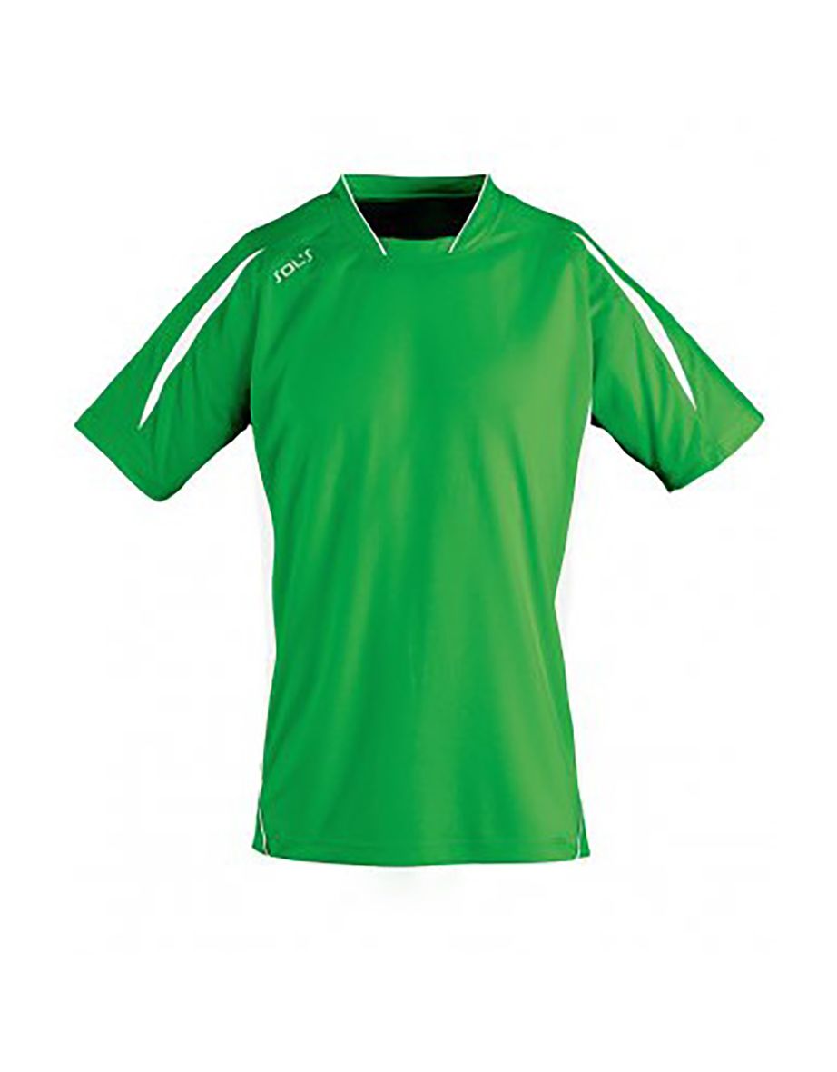 SOLS Mens Maracana 2 Short Sleeve Football T-Shirt - Bright Green/White