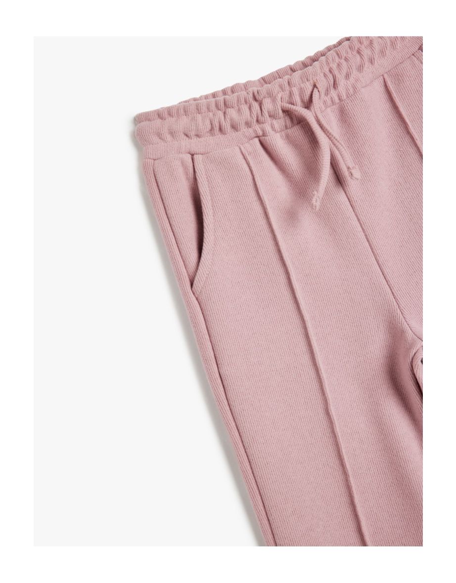 Basic Sweatpants Ribbed Elastic Waist Pocket - 2