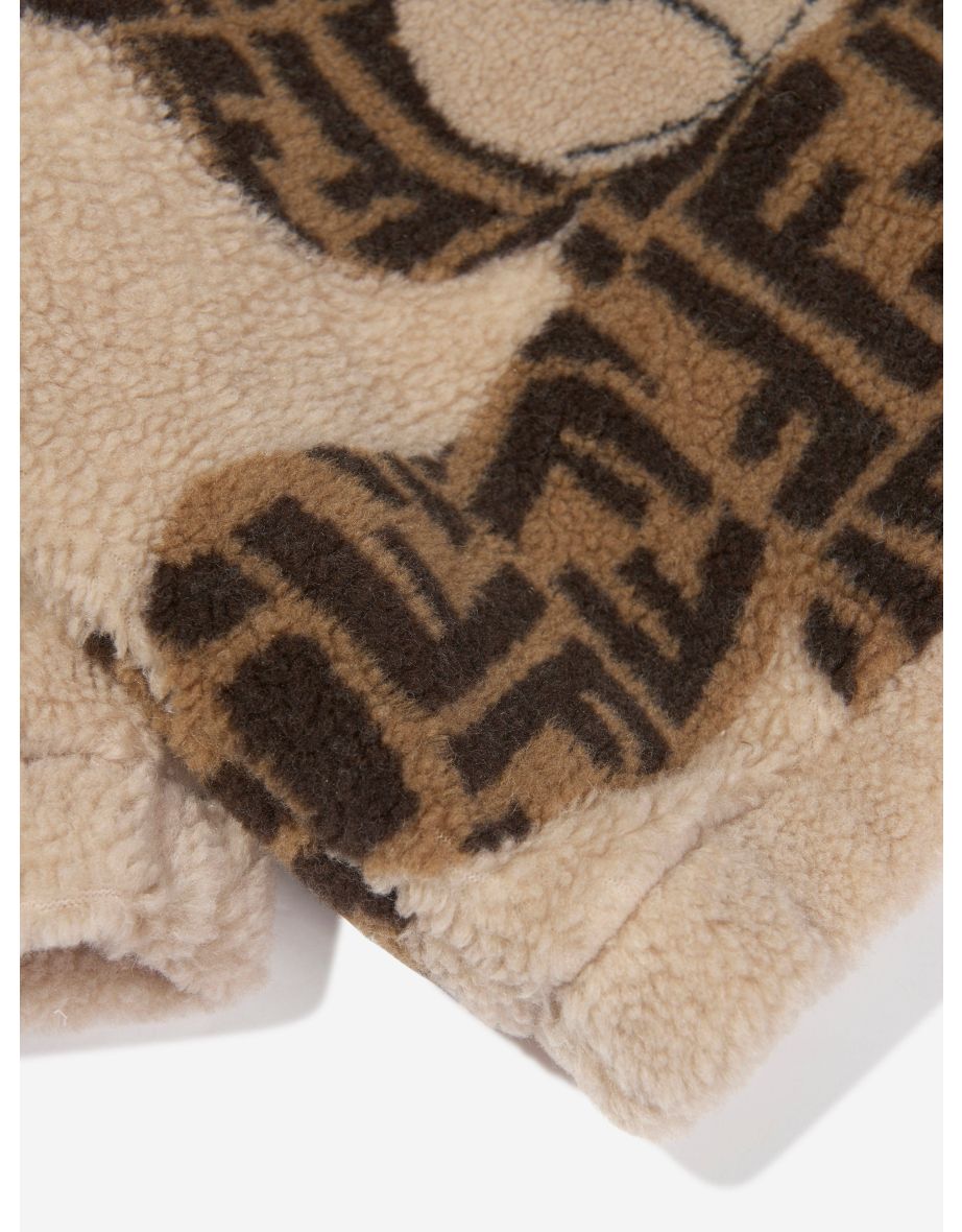 Kids Wool Bear Hoodie in Beige - 3