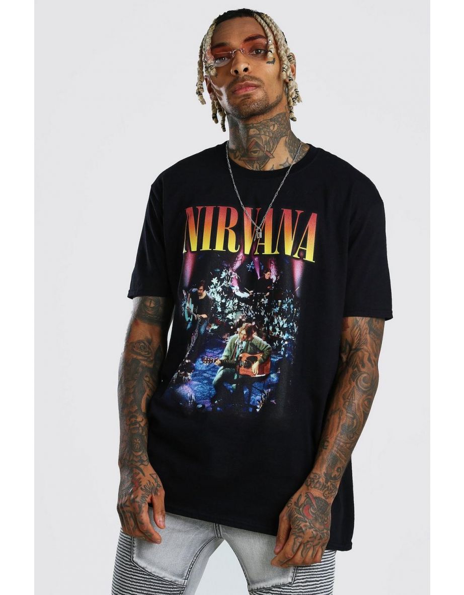 Overrsized Nirvana Kurt Print T-Shirt - black
