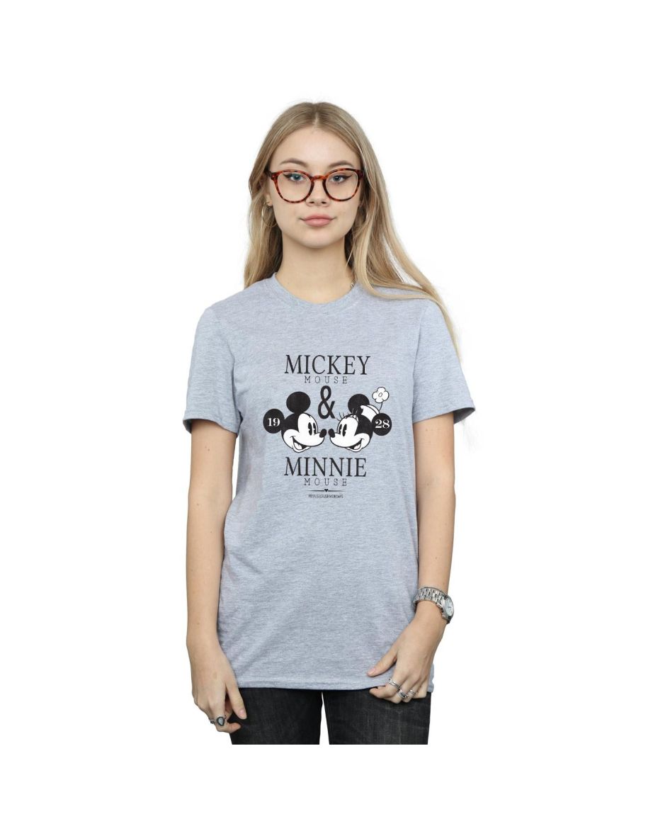 Disney Womens/Ladies Mickey And Minnie Mouse Mousecrush Mondays Cotton Boyfriend T-Shirt - Sports Grey
