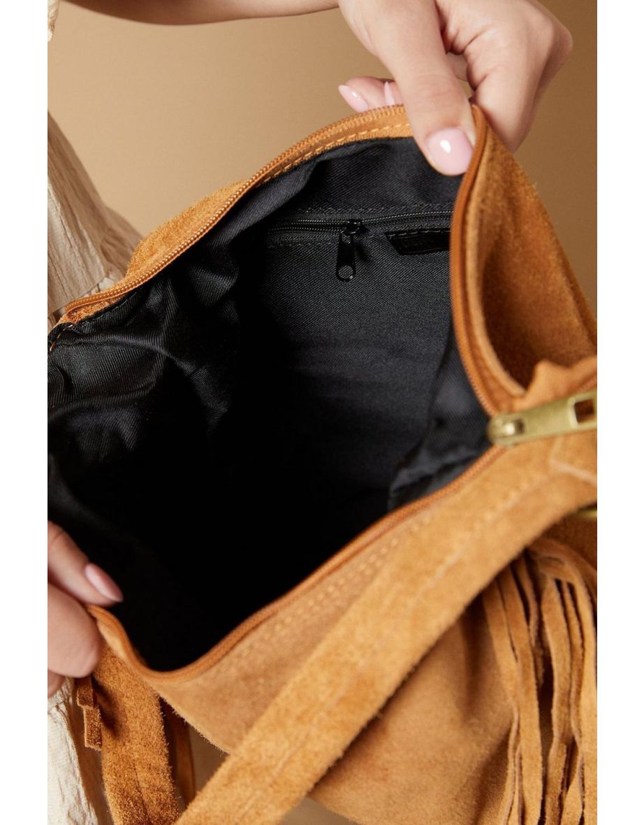 Aderelle Suede Tassel Detail Shoulder Bag With Strap - 2