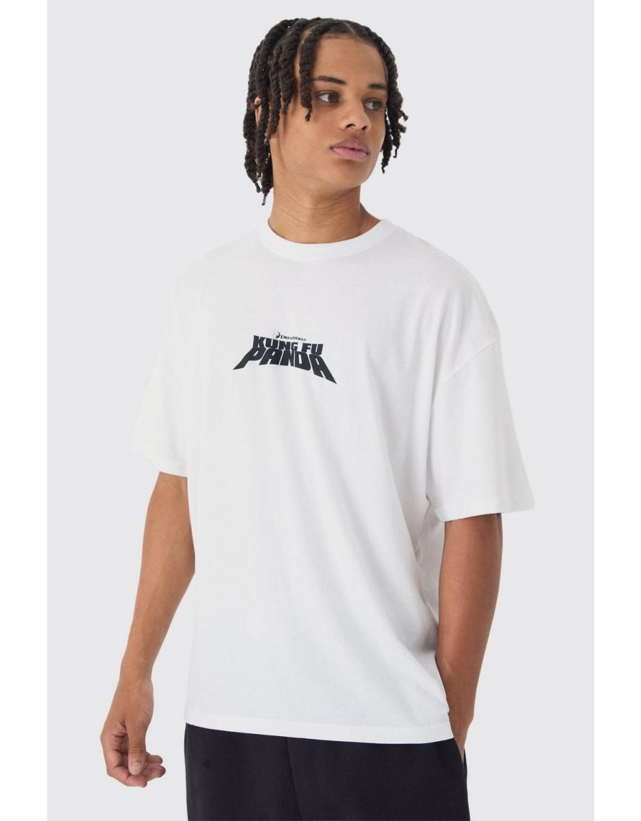 Oversized Kung Fu Panda License Print T-Shirt - white
