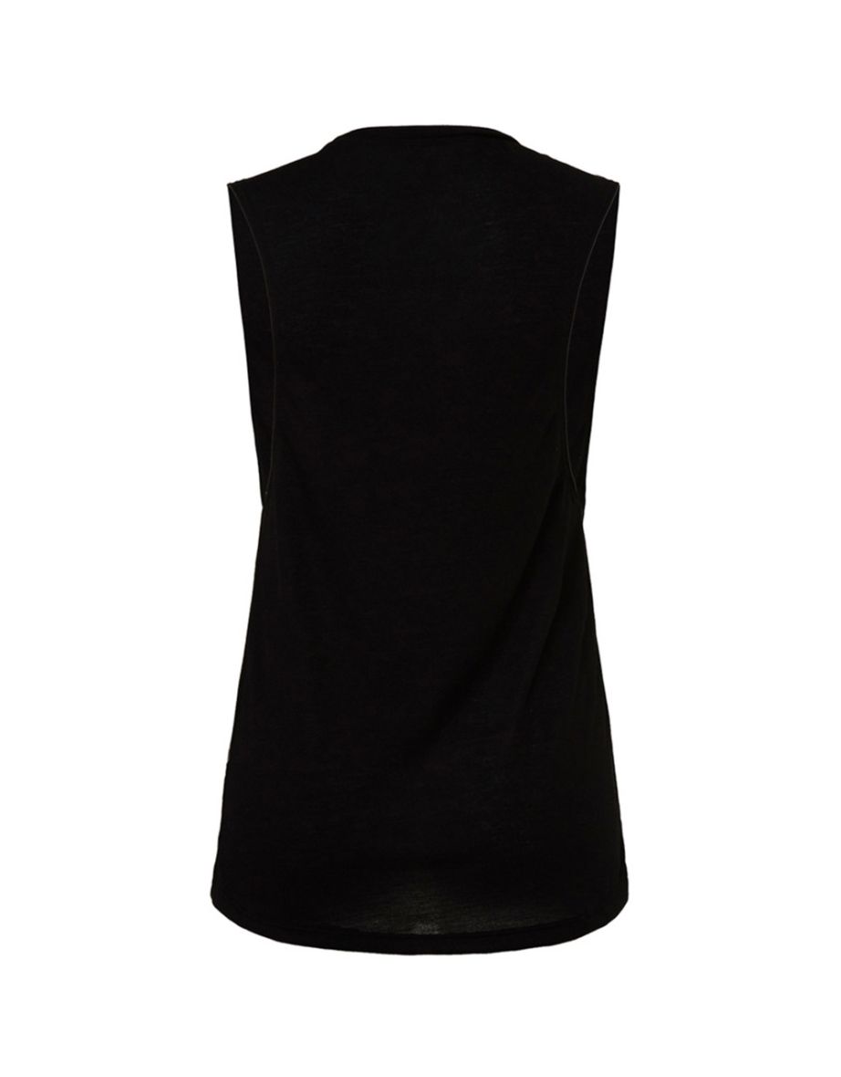 Bella Ladies/Womens Flowy Scoop Muscle Tee / Sleeveless Vest Top - Black - 2