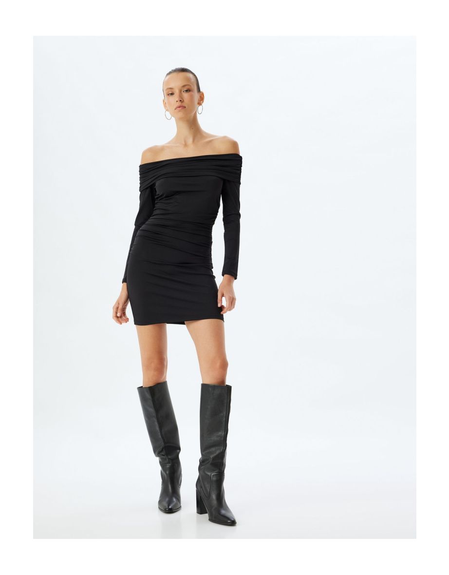 Madonna Collar Dress Mini Length Pencil Form Long Sleeve
