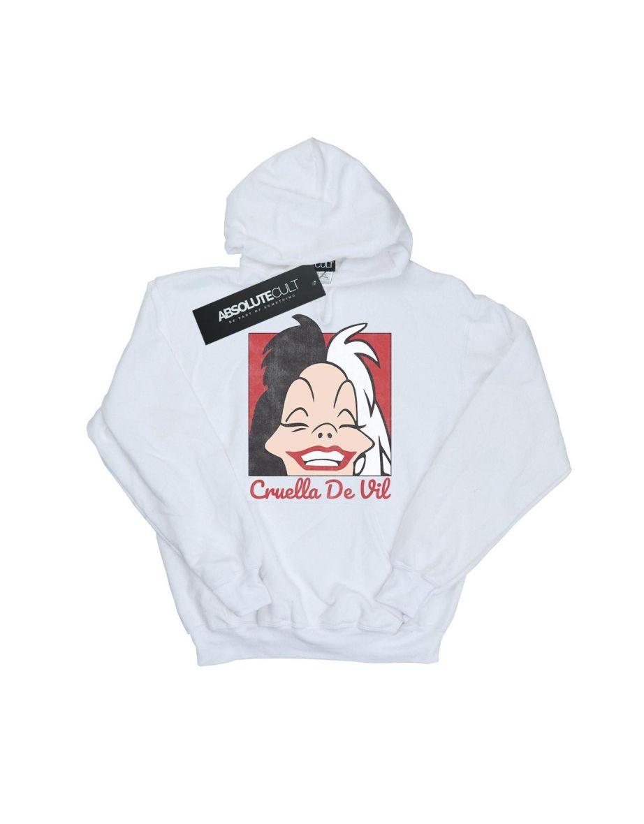 Disney Boys Cruella De Vil Cropped Head Hoodie - White