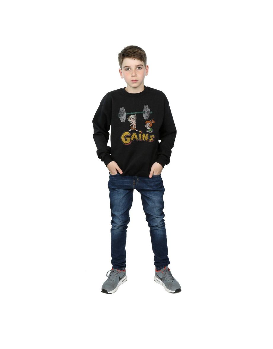 The Flintstones Boys Bam Bam Gains Distressed Sweatshirt - Black - 3
