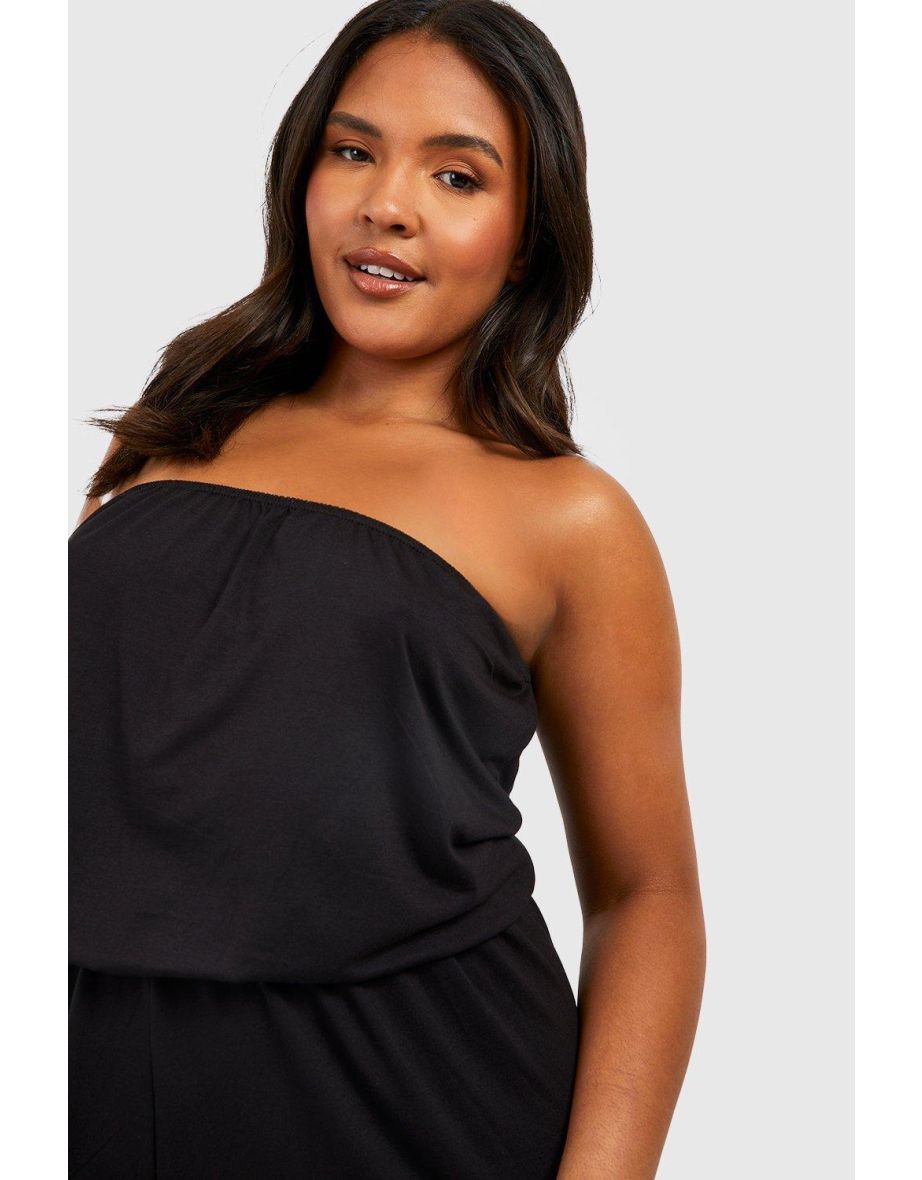 Plus Jersey Beach Bandeau Playsuit - black - 3