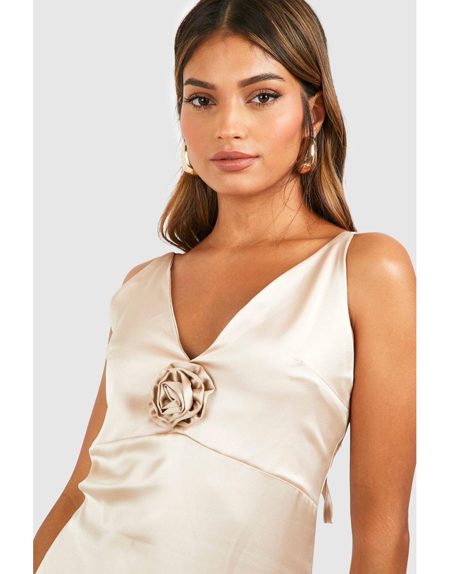 Satin Occasion Maxi Dress - champagne - 3