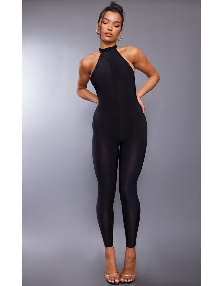 High neck open back 2024 jumpsuit