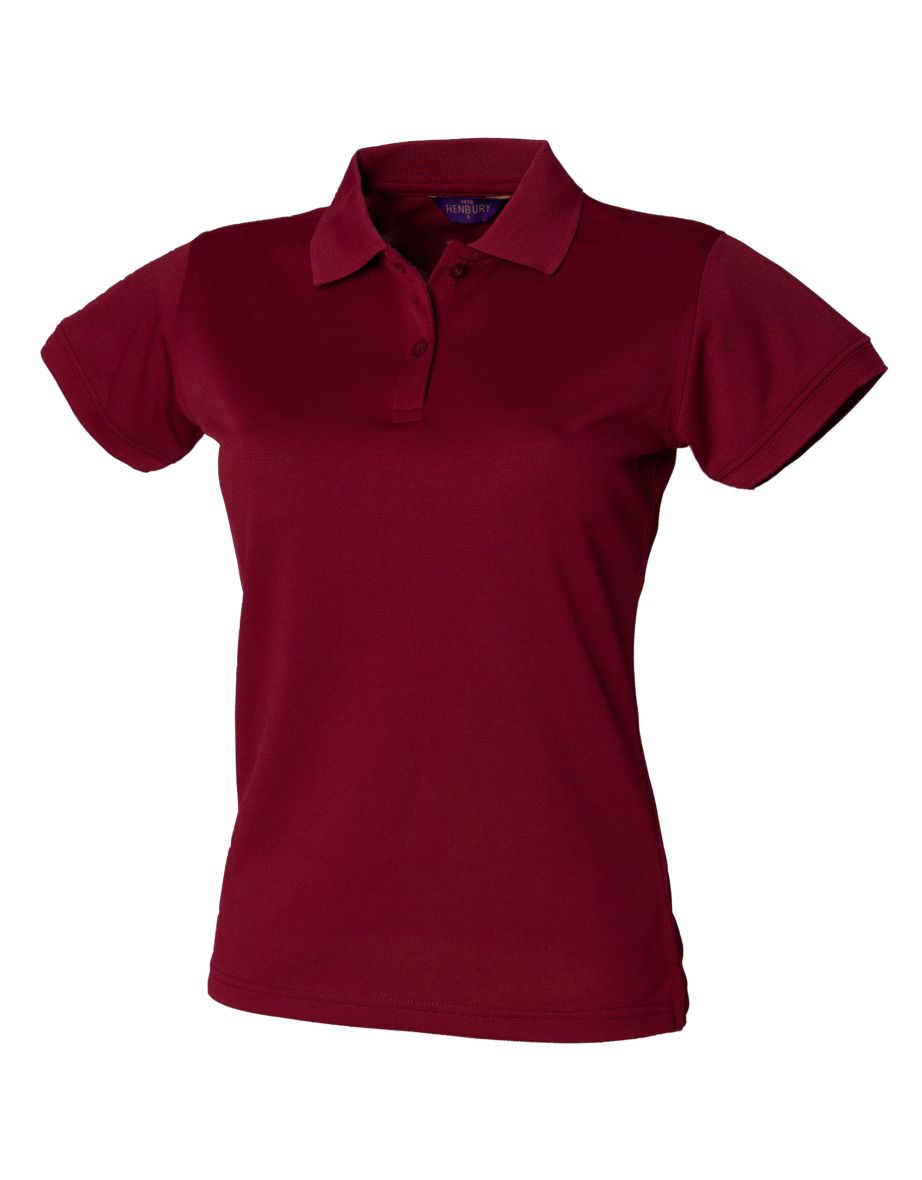 Henbury Womens/Ladies Coolplus® Fitted Polo Shirt - Burgundy