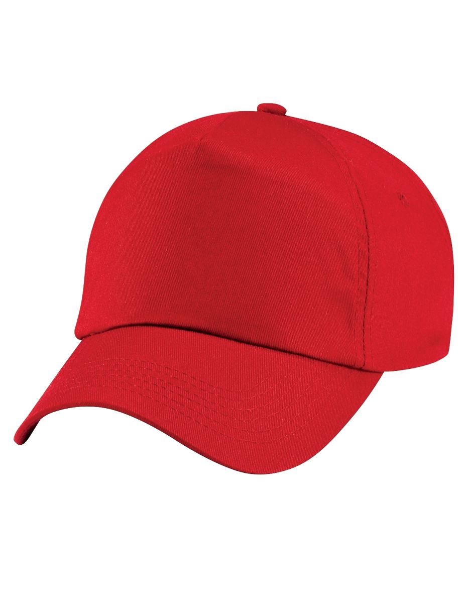 Beechfield Plain Unisex Junior Original 5 Panel Baseball Cap - Classic Red