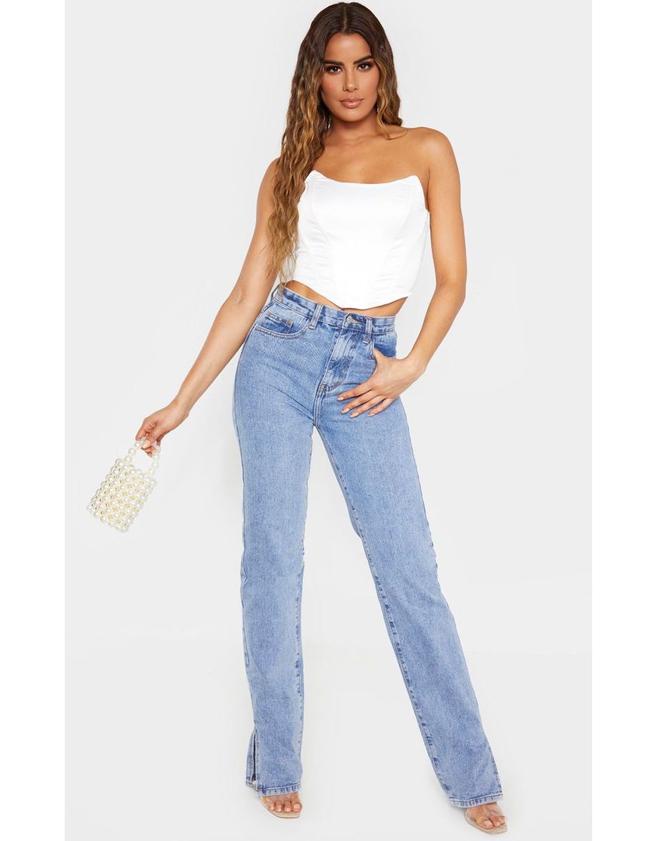 Tall Mid Wash  Split Hem Jeans