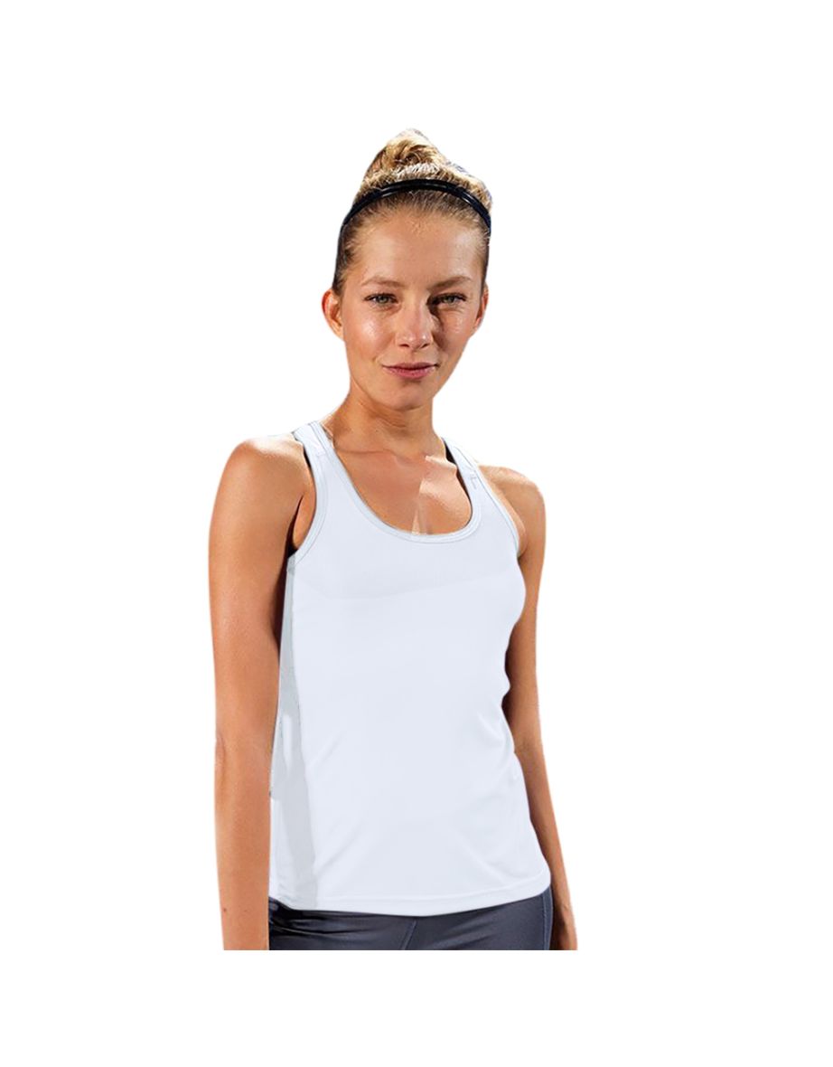 Tri Dri Womens/Ladies Panelled Fitness Sleeveless Vest - White - 1