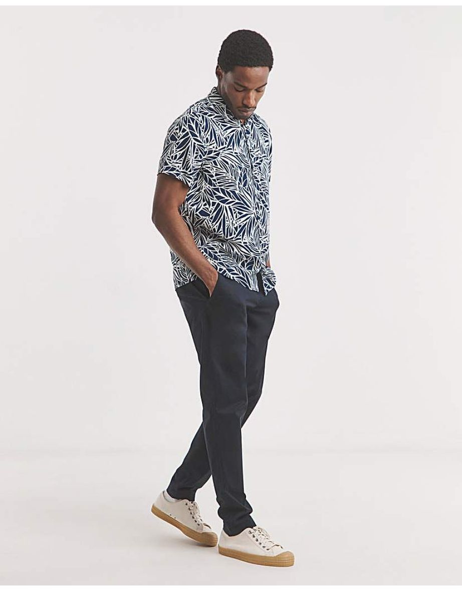 Short Sleeve Revere Collar Print Shirt