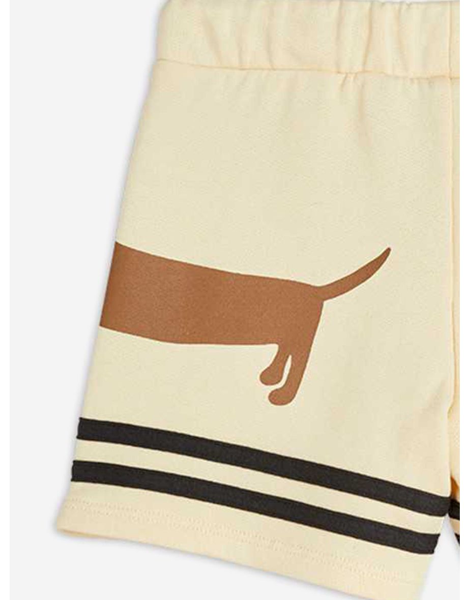Boys Dog Striped Sweat Shorts in Beige - 3