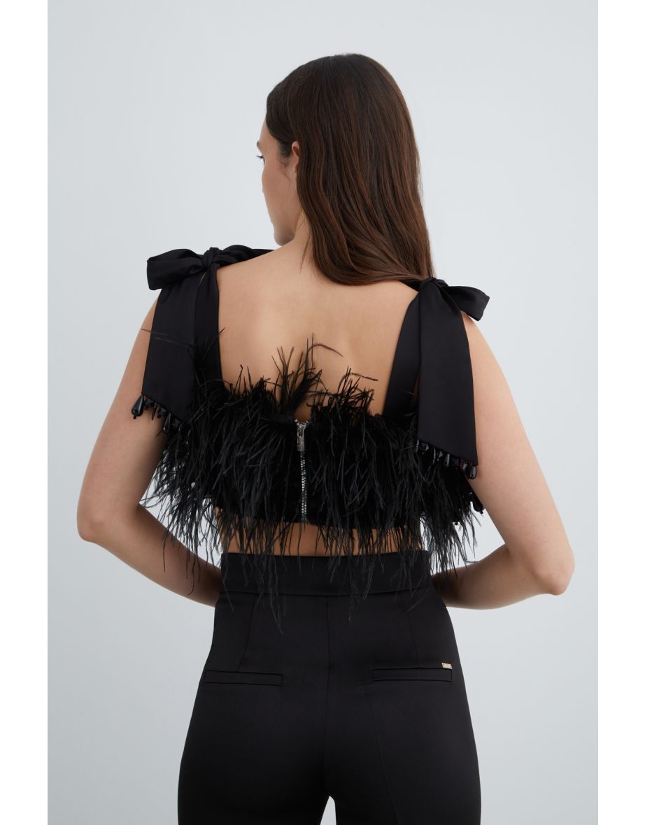 Furry Black Crop Top - 4