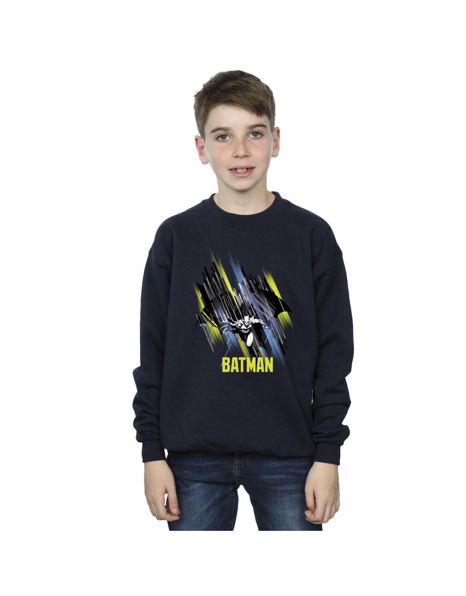 DC Comics Boys Batman Flying Batman Sweatshirt - Navy Blue