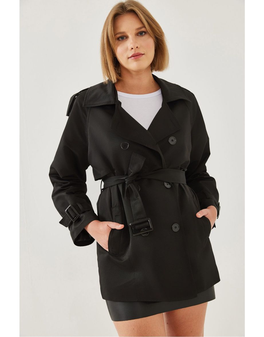 Women's Epaulettes Detail Intermediate Trench Coat