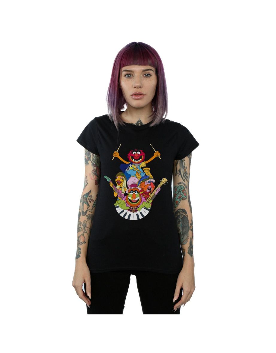 Disney Womens/Ladies The Muppets Dr Teeth And The Electric Mayhem Cotton T-Shirt - Black