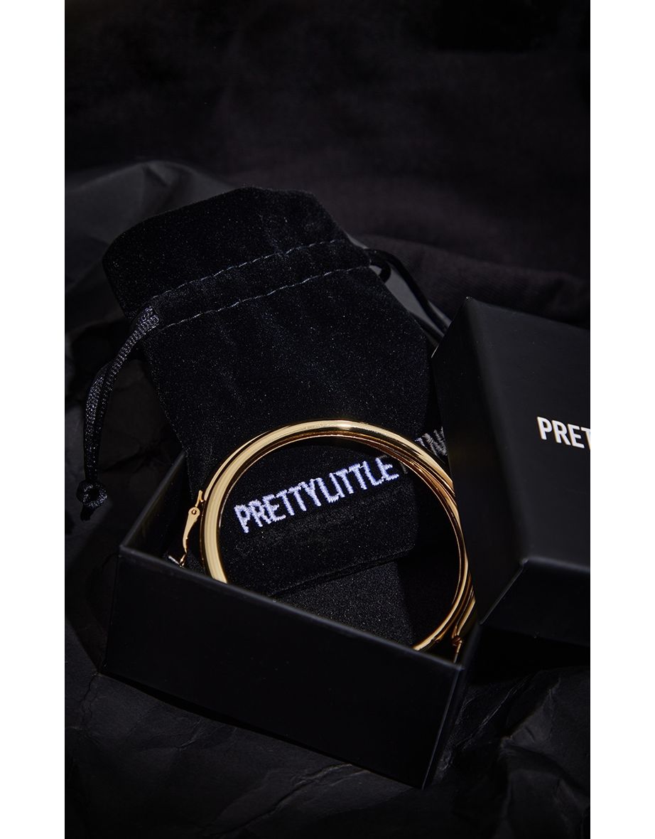 Real Gold Plated Large Thick Hoop Earrings - 2