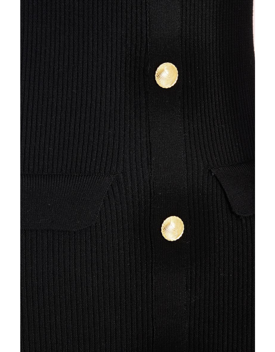 Black Knit Halter Neck Dress - 5