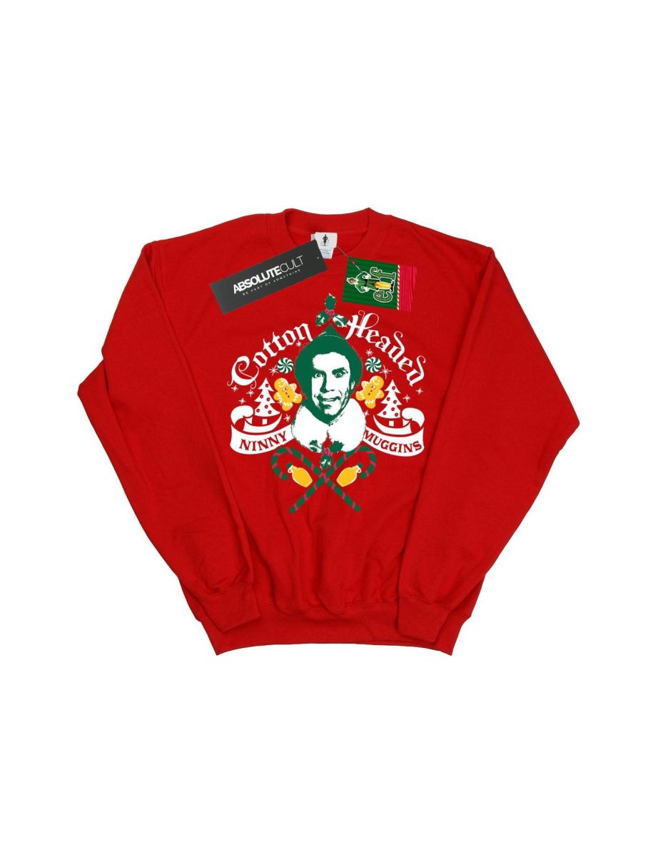 Elf Girls Headed Ninny Muggins Sweatshirt - Red