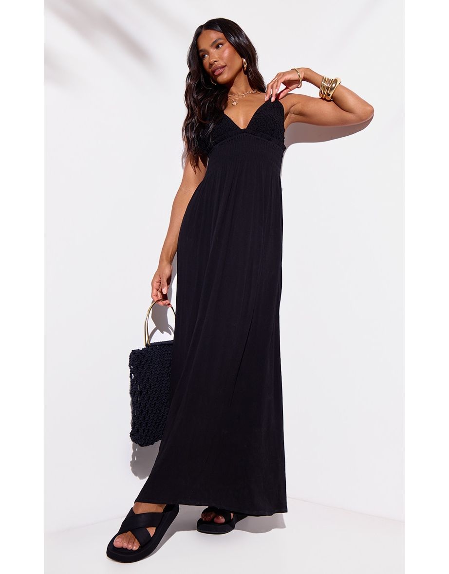 Shop Black Crinkle Maxi Beach Dress Online in Oman VogaCloset