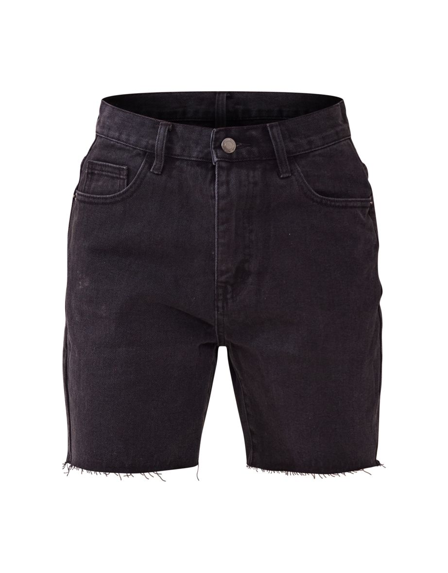 Washed Black Longline Fitted Denim Shorts - 5