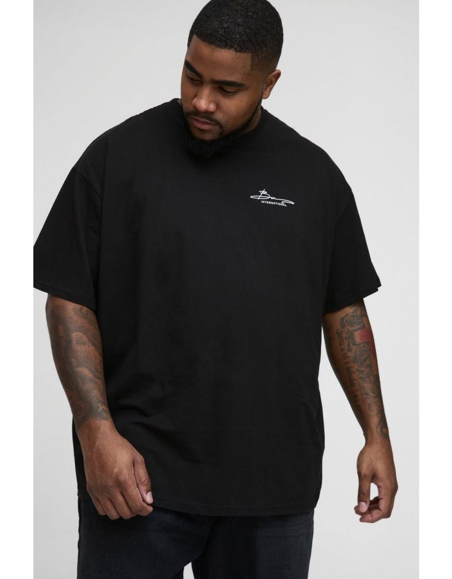 Plus Oversized BM International Print T-Shirt