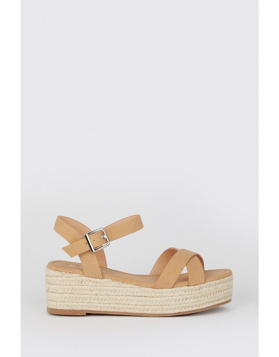 Extra Wide Fit Gold Metallic 2 Part Espadrille Wedge Sandals | New Look