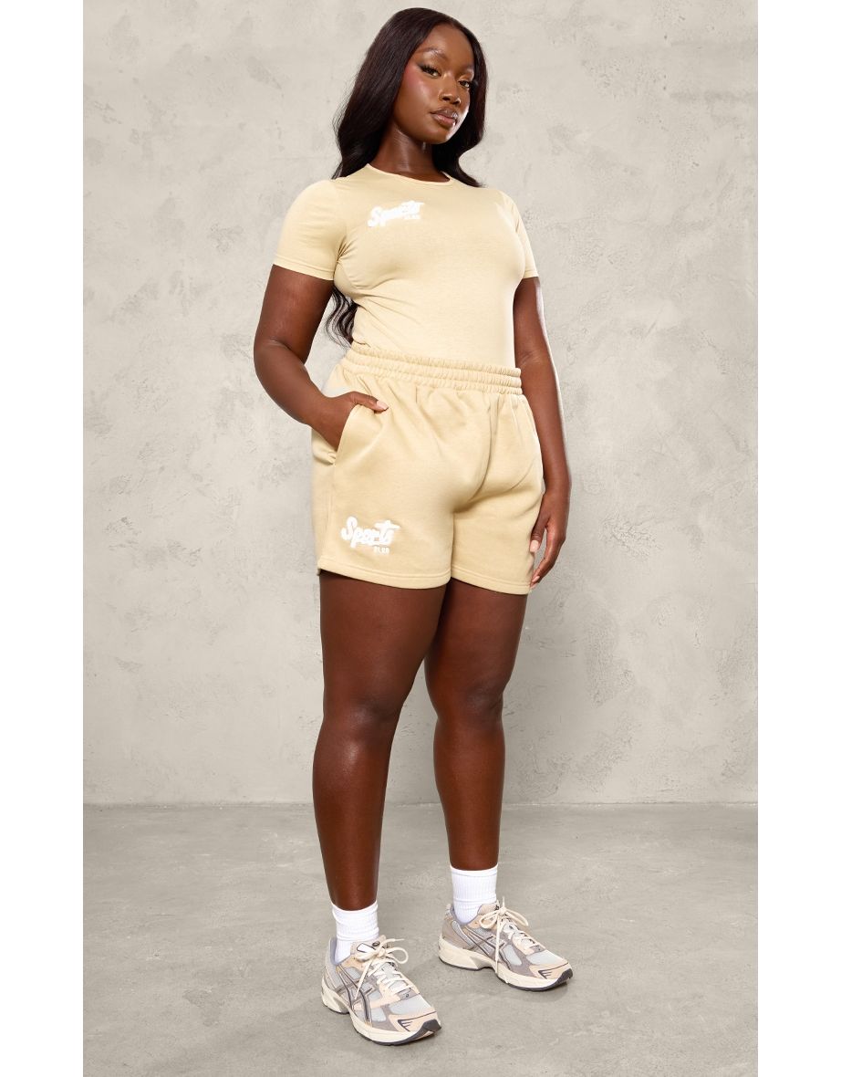 Plus Sand Borg Printed Sweat Shorts