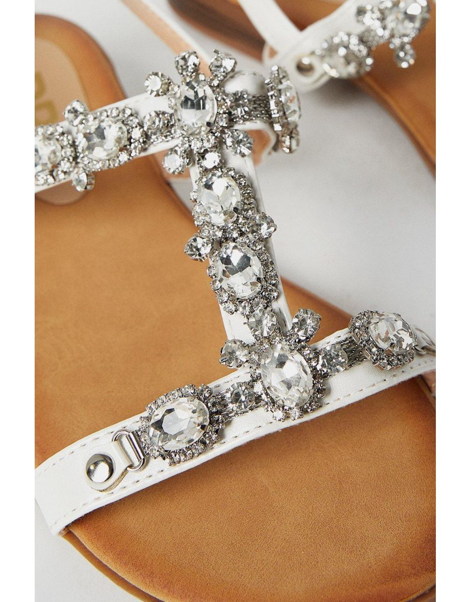 Fifi Jewel Detail Flat Sandals - 3