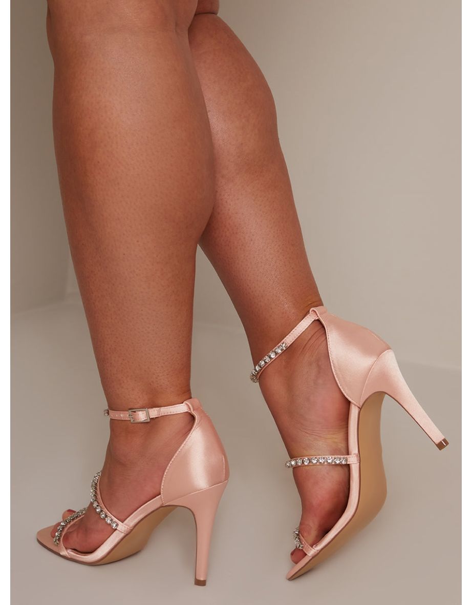 Diamante Strap Heels in Pink - 2