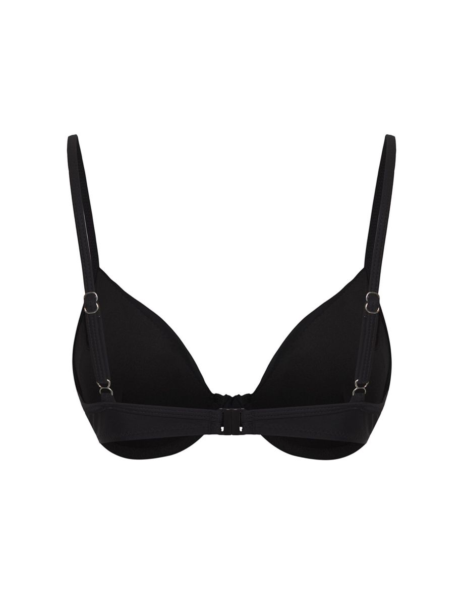 Black Balconette Draped Bikini Top - 5