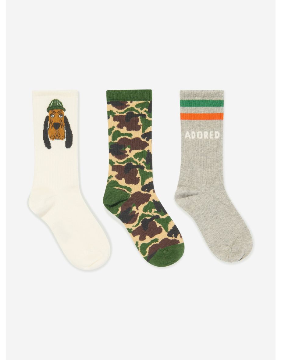 Kids Bloodhound 3 Pack Socks Set in Multicolour